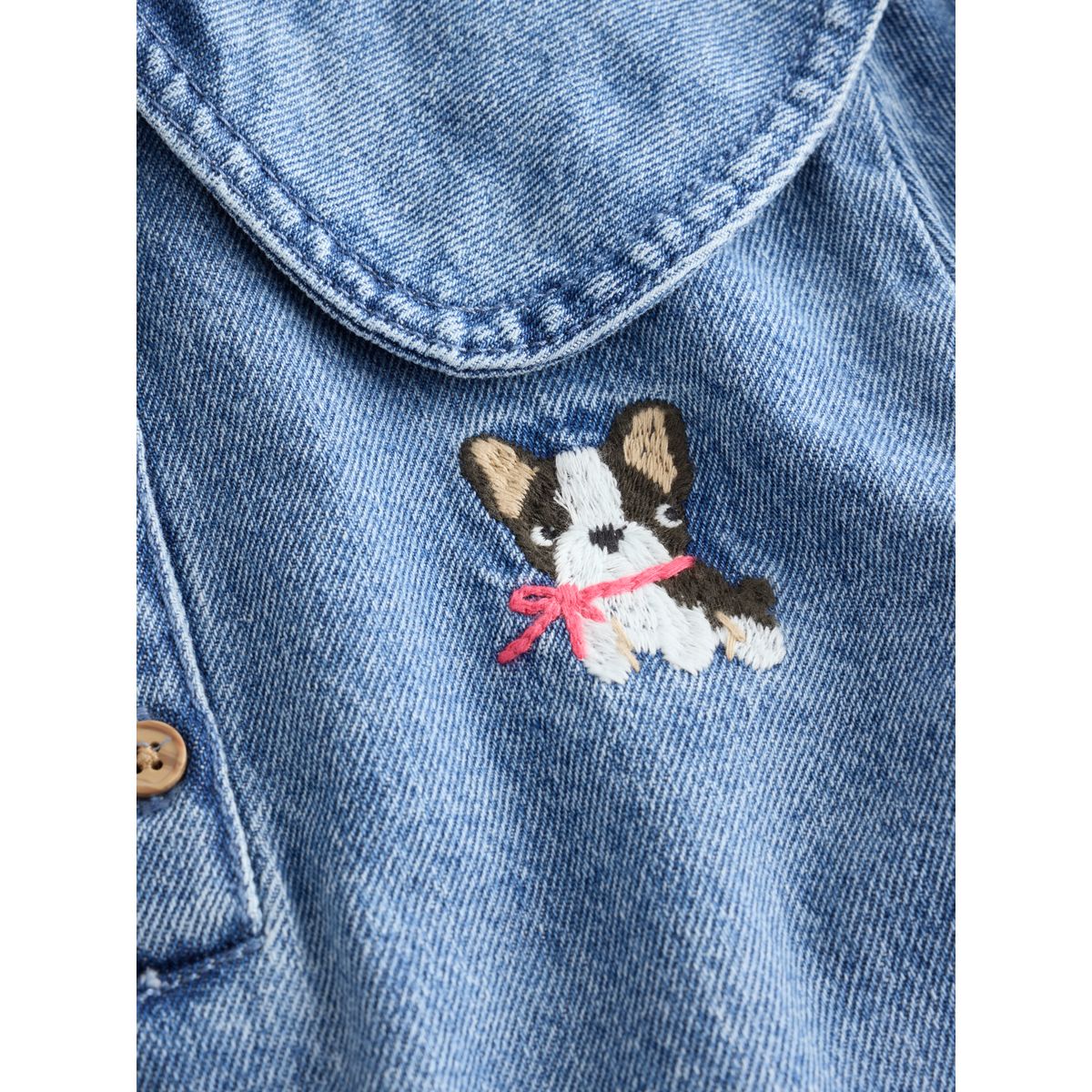 Robe avec col et motif chien brodé jena bleu, NEXT