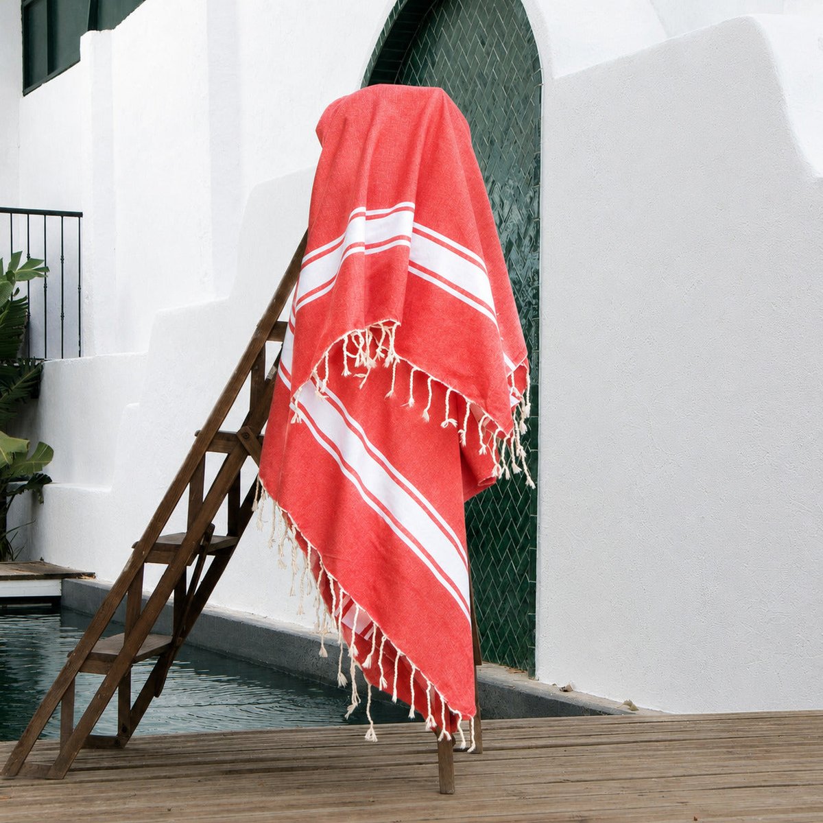 Fouta XXXL coton ST TROPEZ rouge corail, FEBRONIE