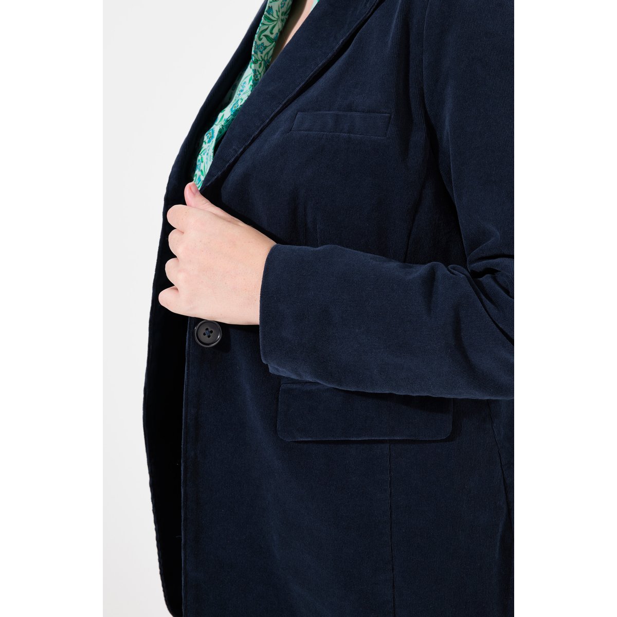 Blazer en velours côtelé avec col à revers marine, ULLA POPKEN