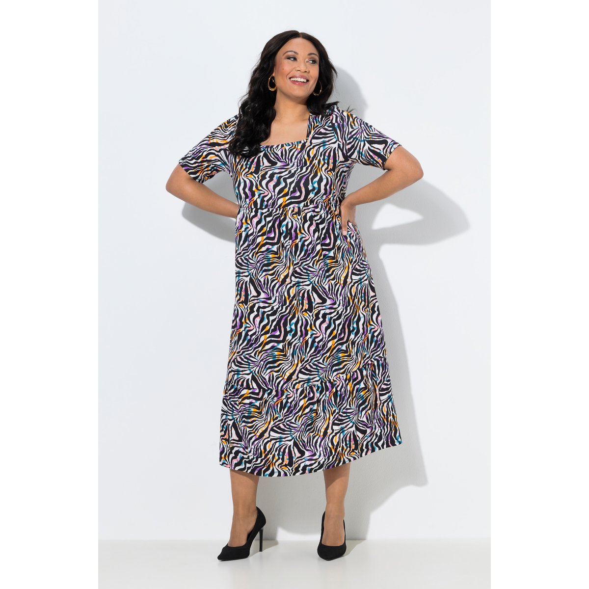 Robe maxi motif animal noir, ULLA POPKEN