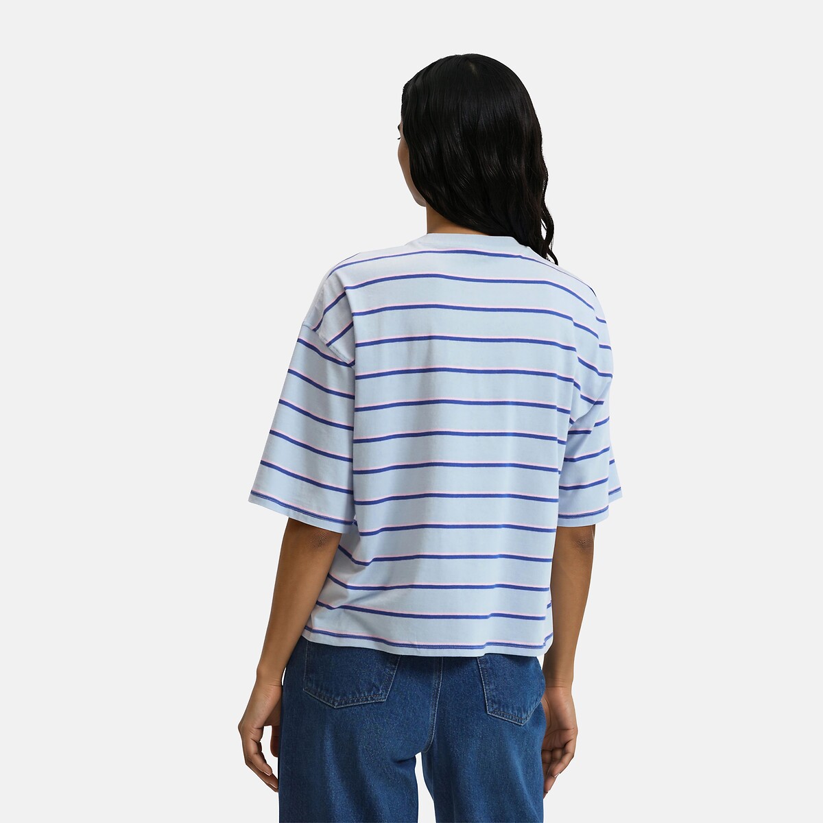 T-shirt rayé, col rond, manches courtes rayé bleu, LA REDOUTE COLLECTIONS