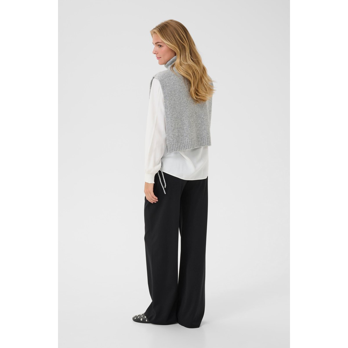 Manteau tricoté gris grey melange, CREAM