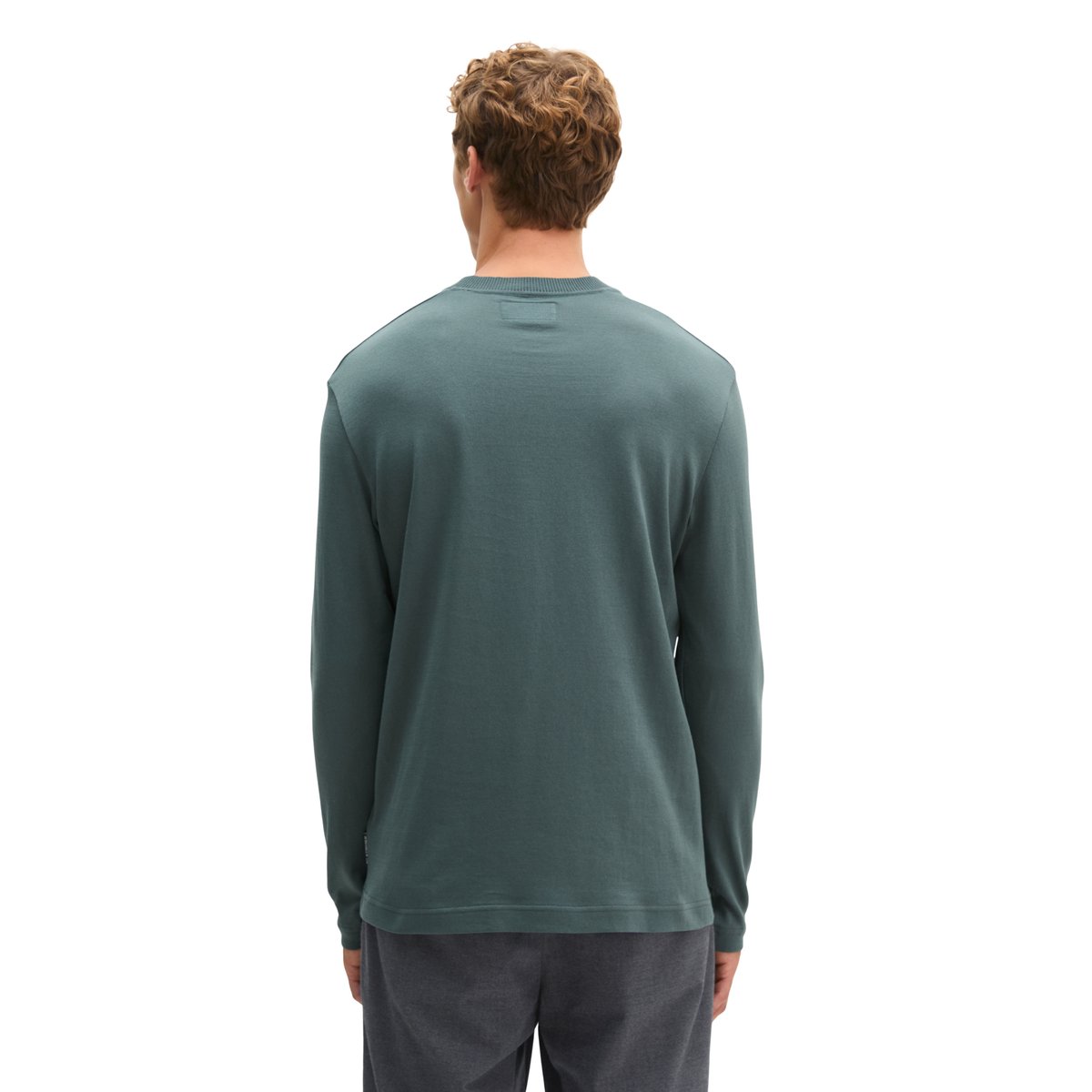 T-shirt à manches longues, coupe classique en jersey de coton bio léger gris, MARC O'POLO