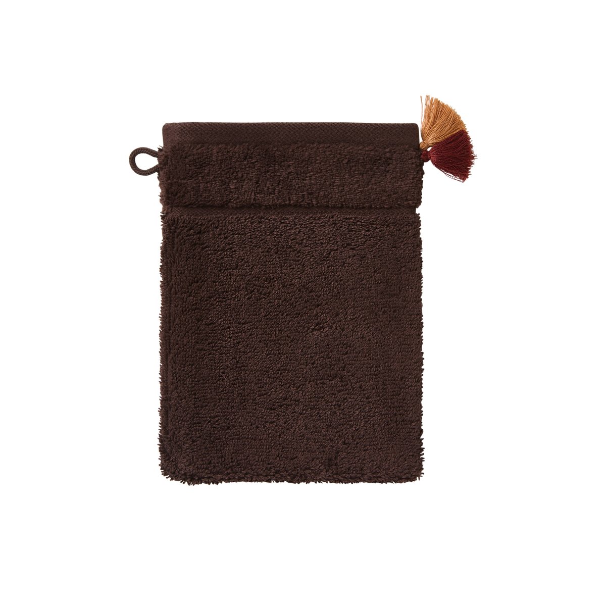 Gant de toilette AMARA chocolat, CARRE BLANC