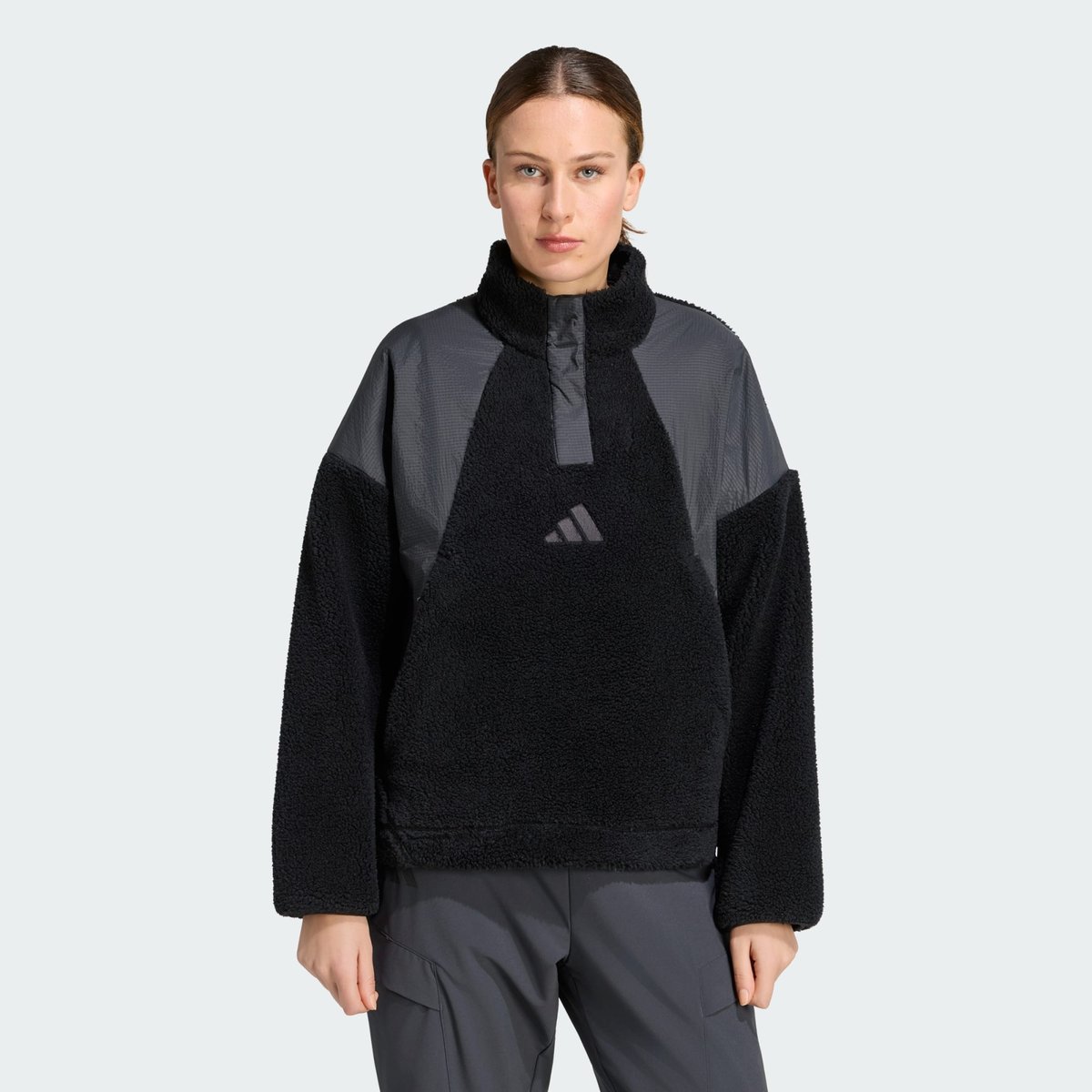Pullover Terrex Xploric Climawarm High Pile Snap Pullover Terrex Xploric Climawarm High Pile Snap black, adidas Performance