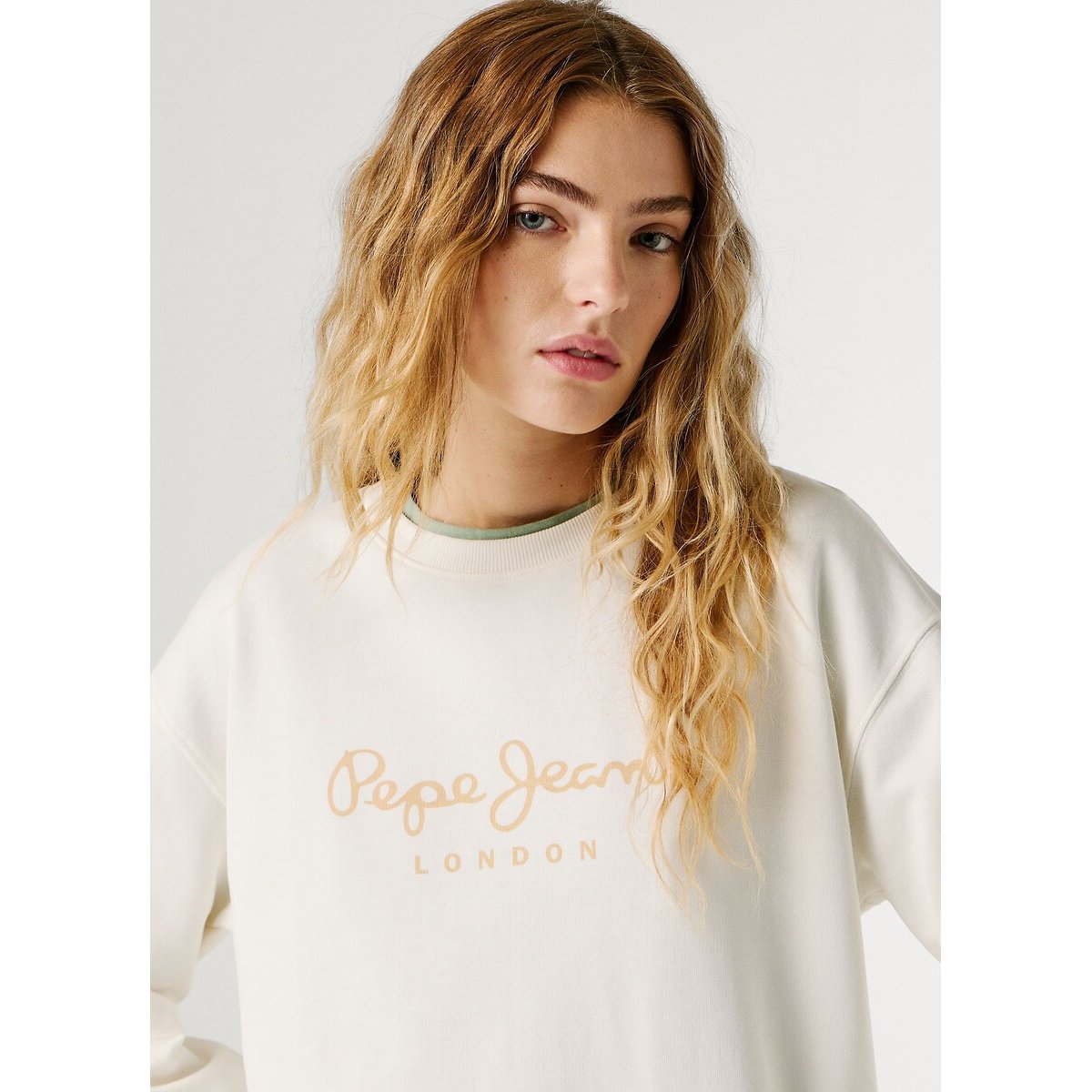 Sudadera de cuello redondo con logotipo crudo, PEPE JEANS