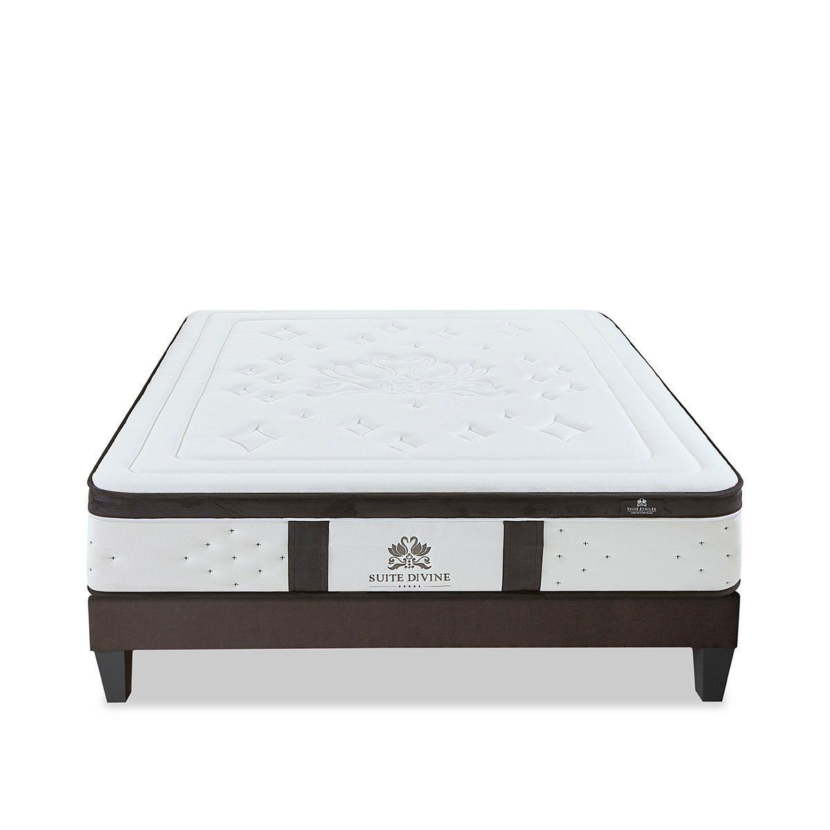 Ensemble Suite Divine 90x190 cm Matelas Mousse + Sommier Bois couleur unique, BELLECOUR