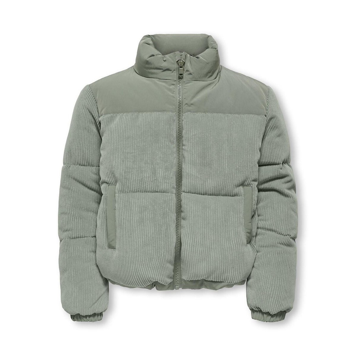 Kapuzenlose Daunenjacke aus Cord hellgrün, KIDS ONLY