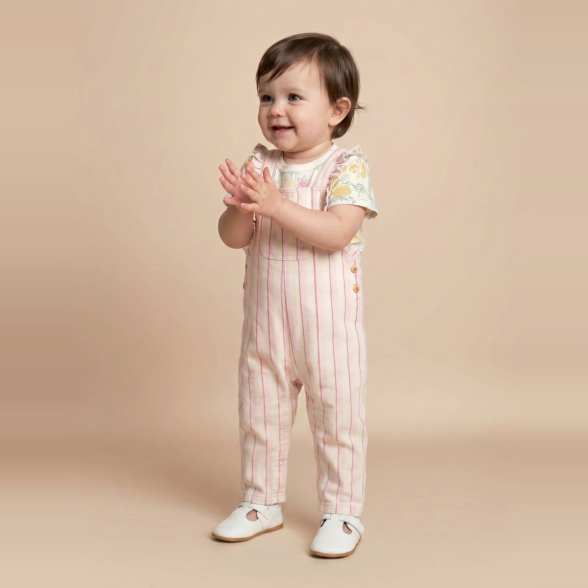 Salopette longue rayée en coton BIO GOTS nymphea, BOUT'CHOU