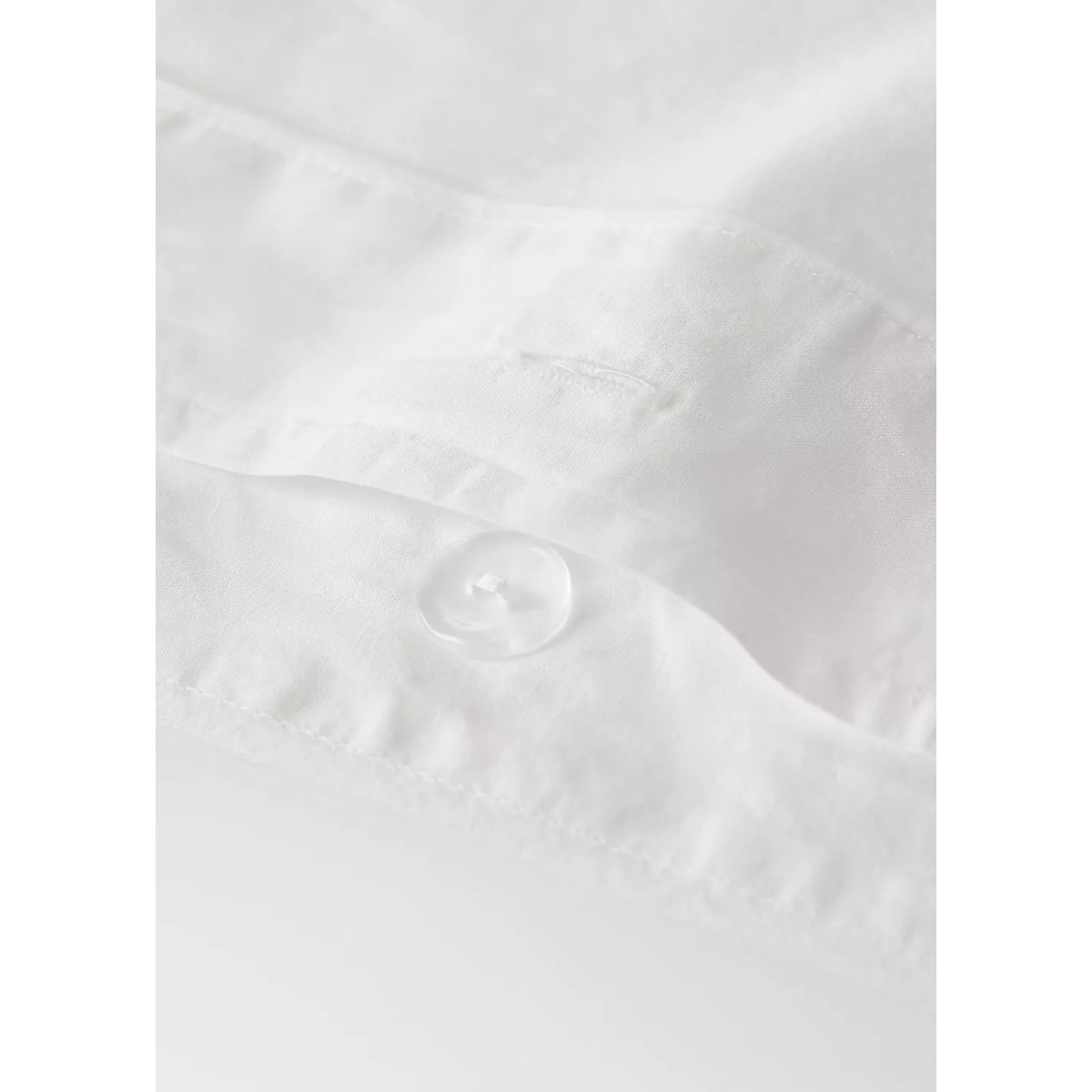 Housse de couette percale de coton délavé surpiqûre zigzag lit 150/160 cm blanc cassé, MANGO HOME