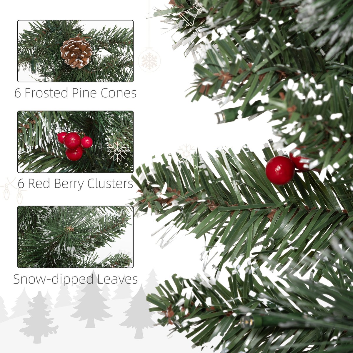 Guirlande de Noël Plastique Vert vert, HOMCOM