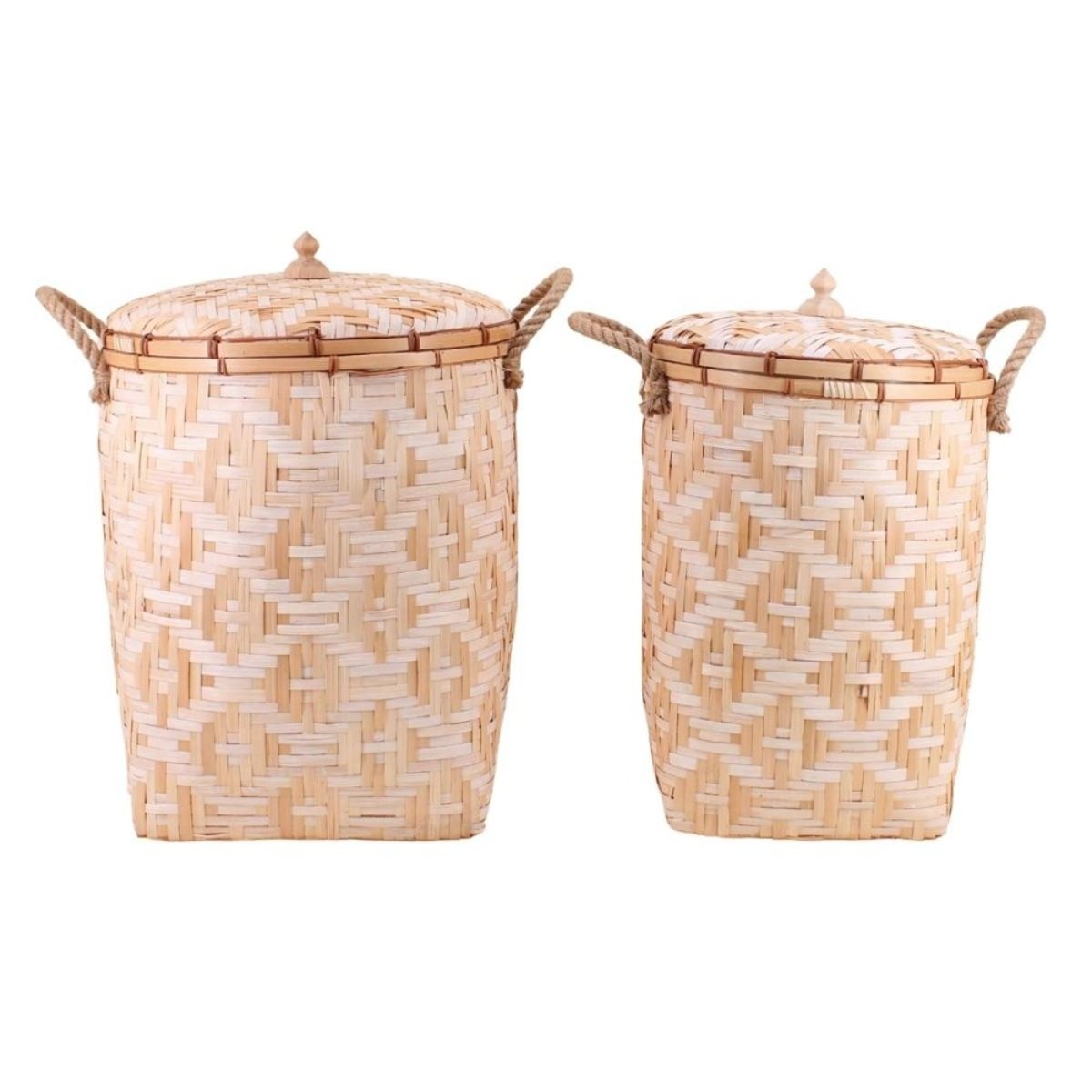 Set de 2 paniers à linge en bambou 48 et 51cm naturel, ORNAMI