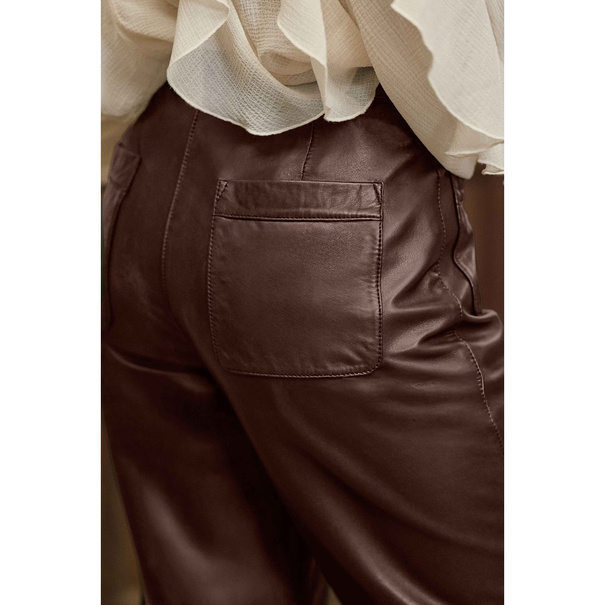 Pantalon loose uni ATLANTY 16-marron, LA PETITE ETOILE