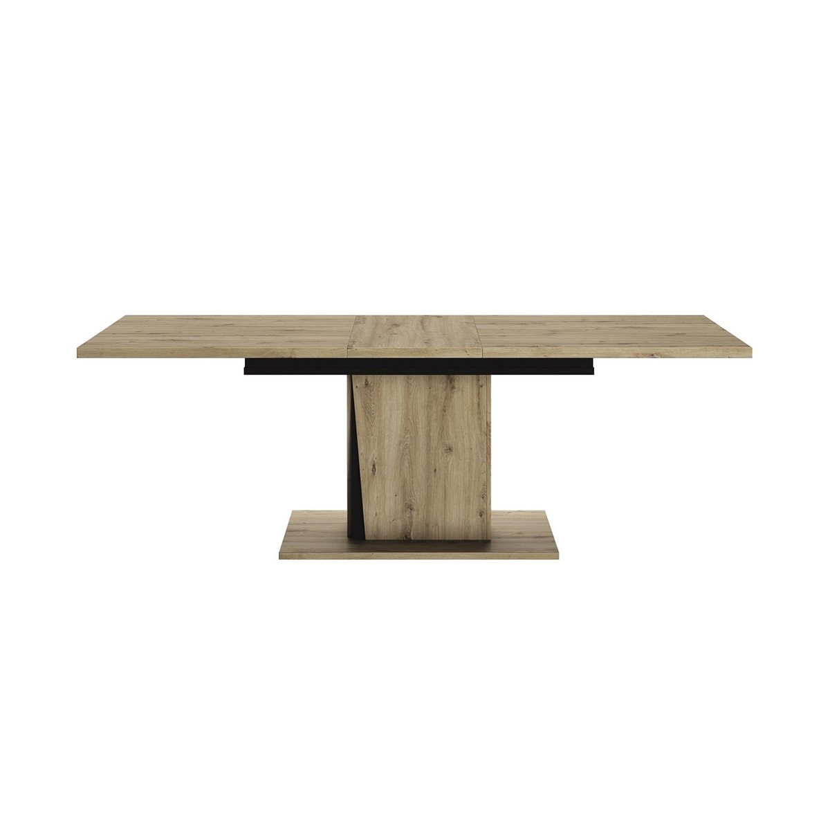 Ensemble vaisselier 2 portes avec éclairage avec table à manger extensible et table basse 1 tiroir Crack - Fabrication Française bois clair, CALICOSY