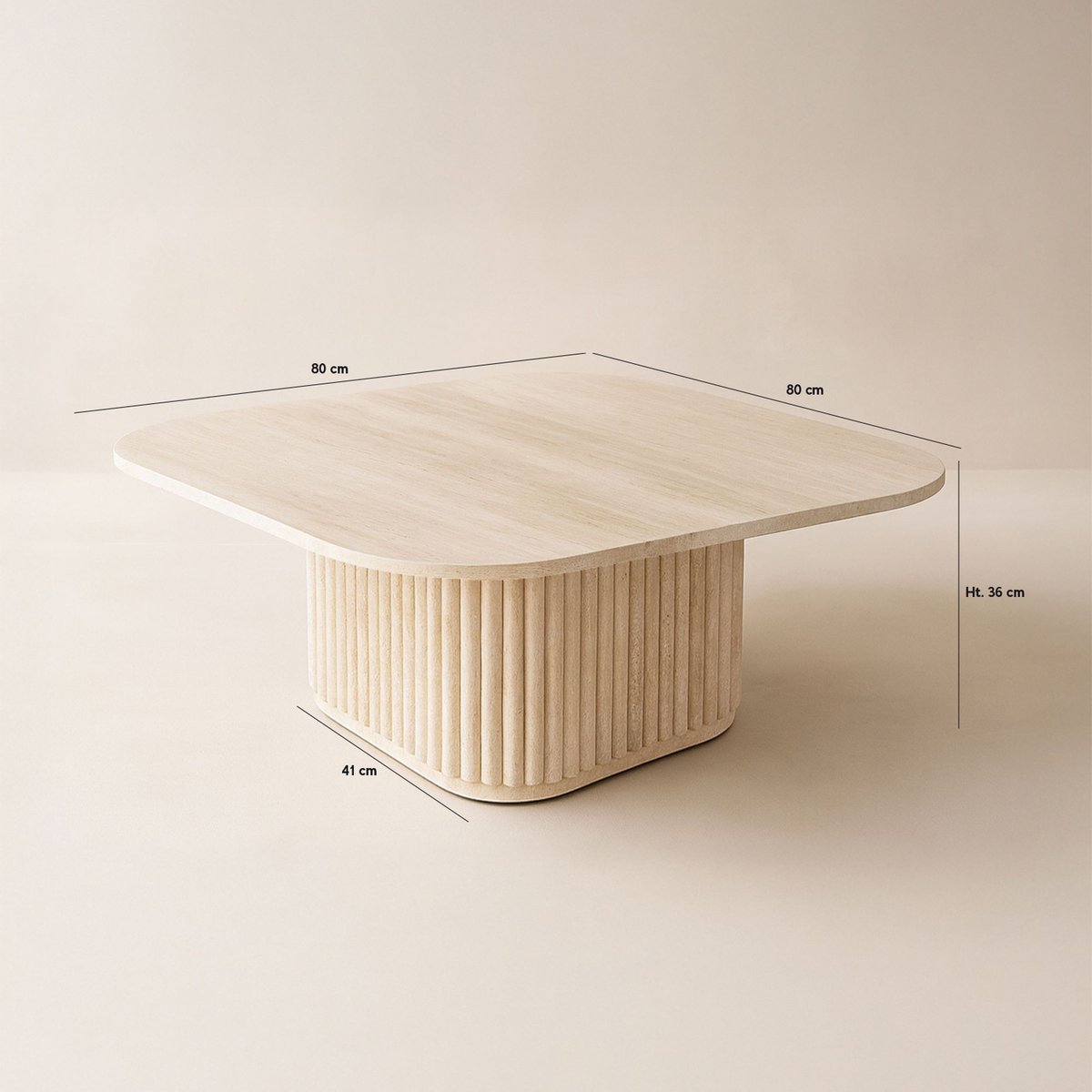Table basse carré effet travertin, SUSAN naturel, NOW'S HOME