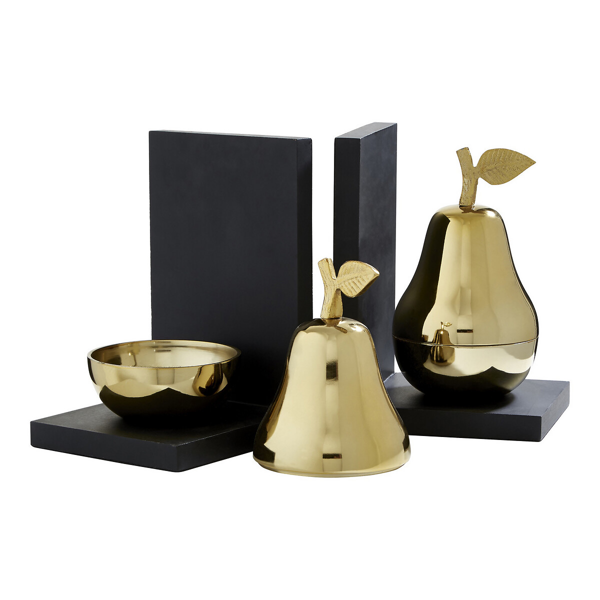 Set of 2 Pear Bookends gold, FIFTY FIVE SOUTH