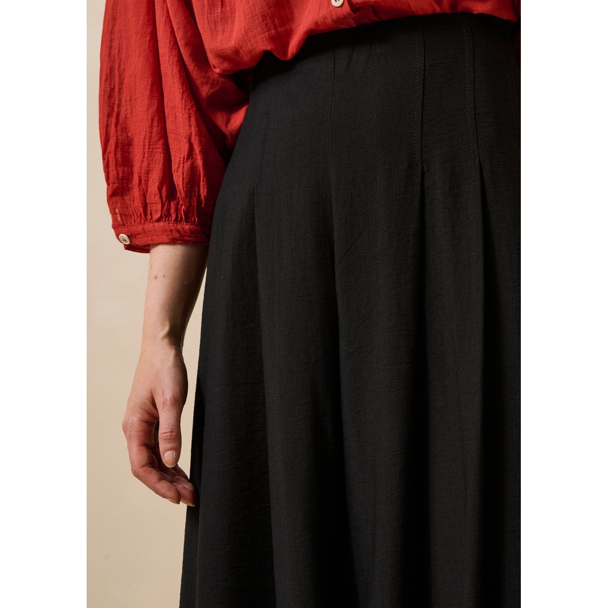 Pantalon large taille haute élastiquée noir, LA FEE MARABOUTEE