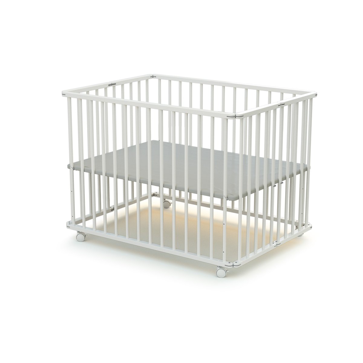 Parc bébé pliant en bois CALI blanc, WEBABY
