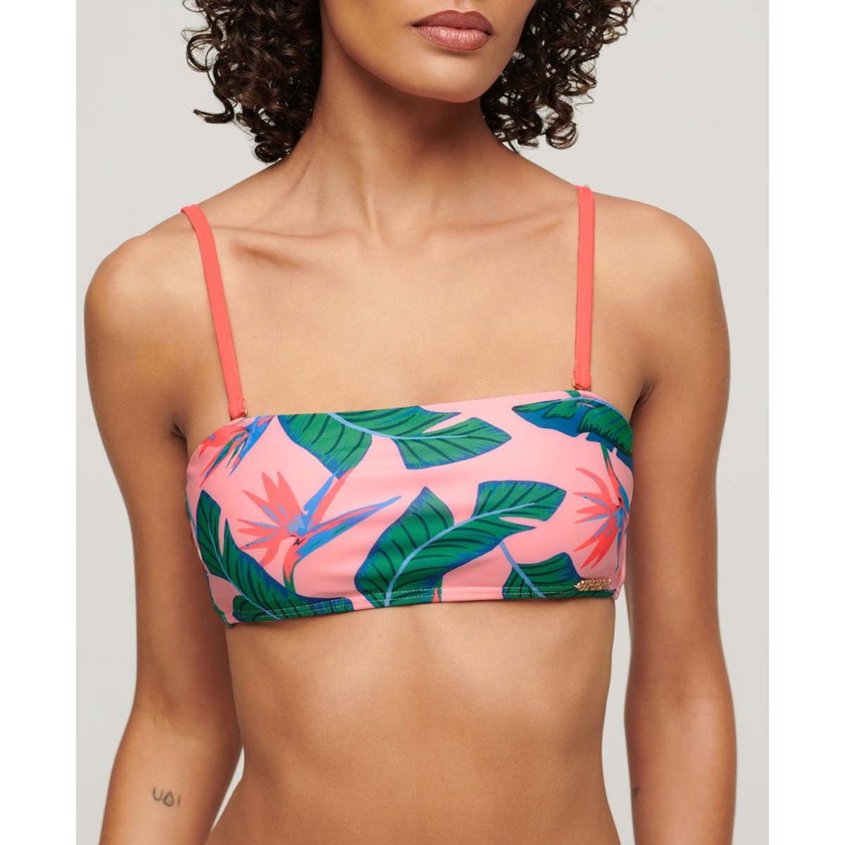 Haut de bikini bandeau tropical rose paradis malibu, SUPERDRY
