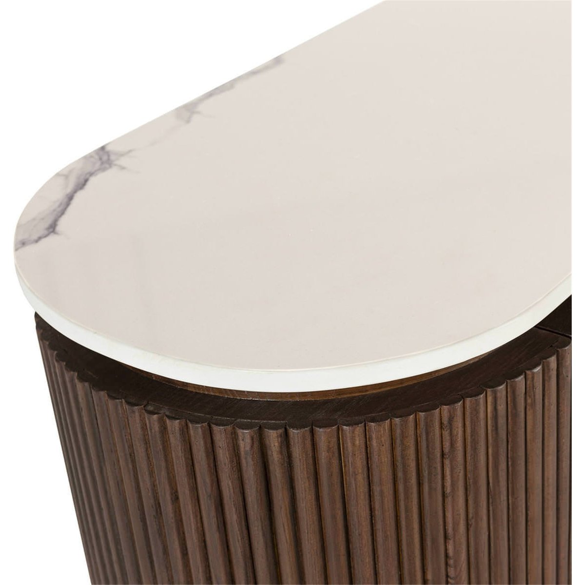 Buffet cannelé en bois d'orme, Piètement doré brun, blanc et doré, RECOLLECTION