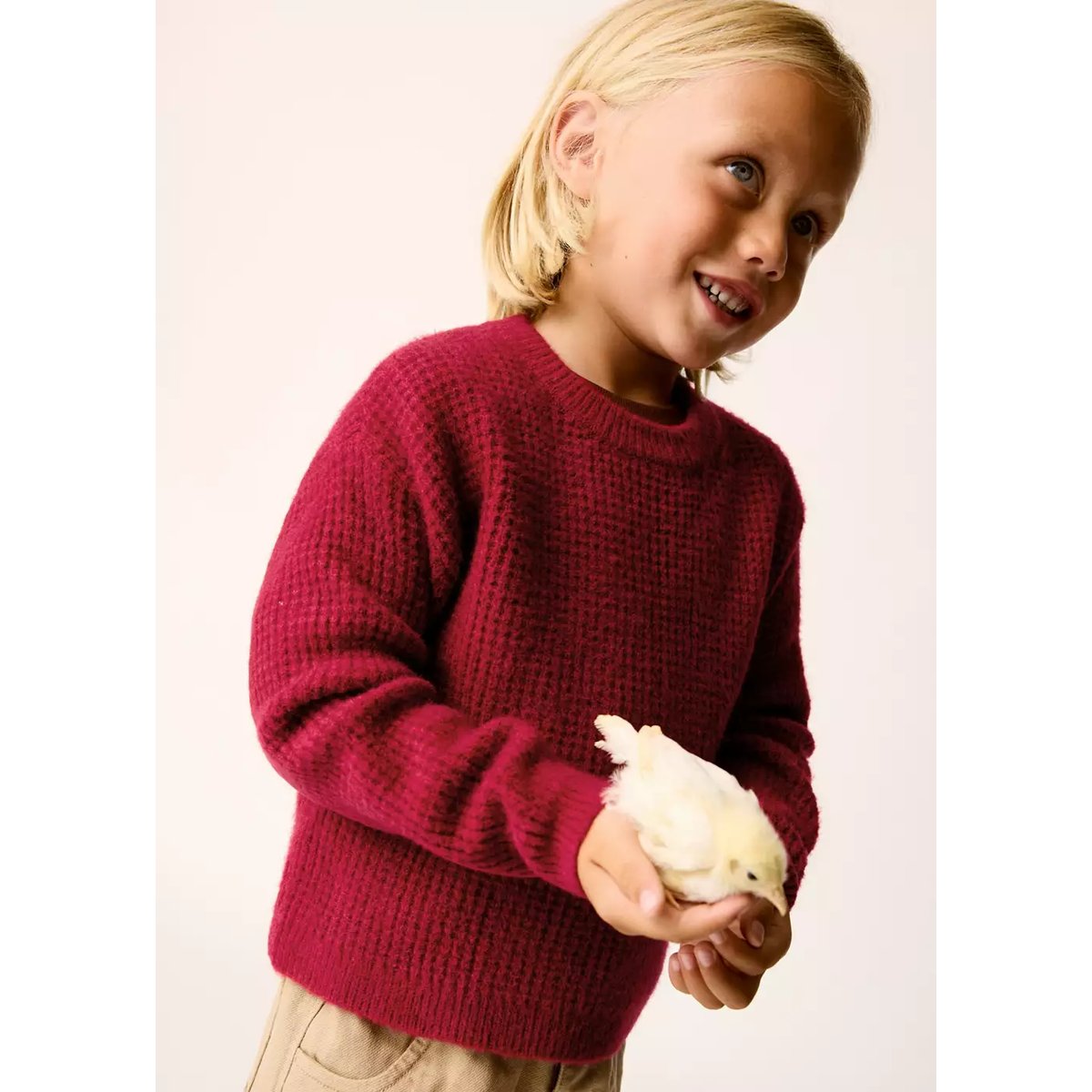 Pull-over maille texturé rouge, MANGO BABY