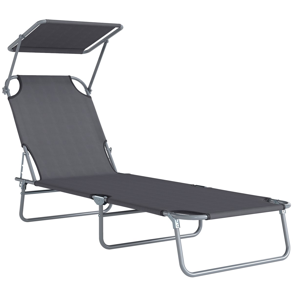 Chaise longue Métal Gris gris, OUTSUNNY