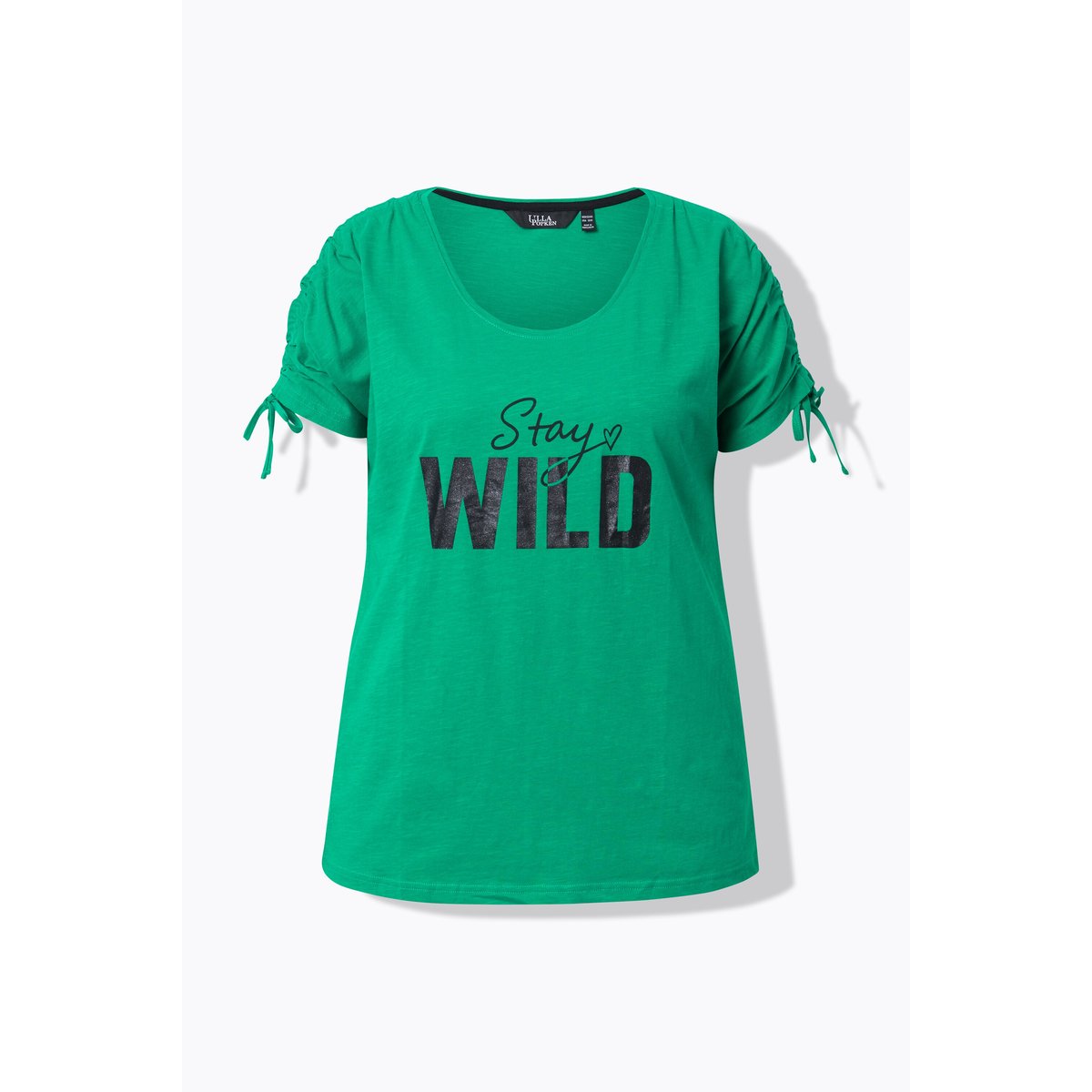 T-shirt oversize à message. Encolure ronde vert émeraude, ULLA POPKEN