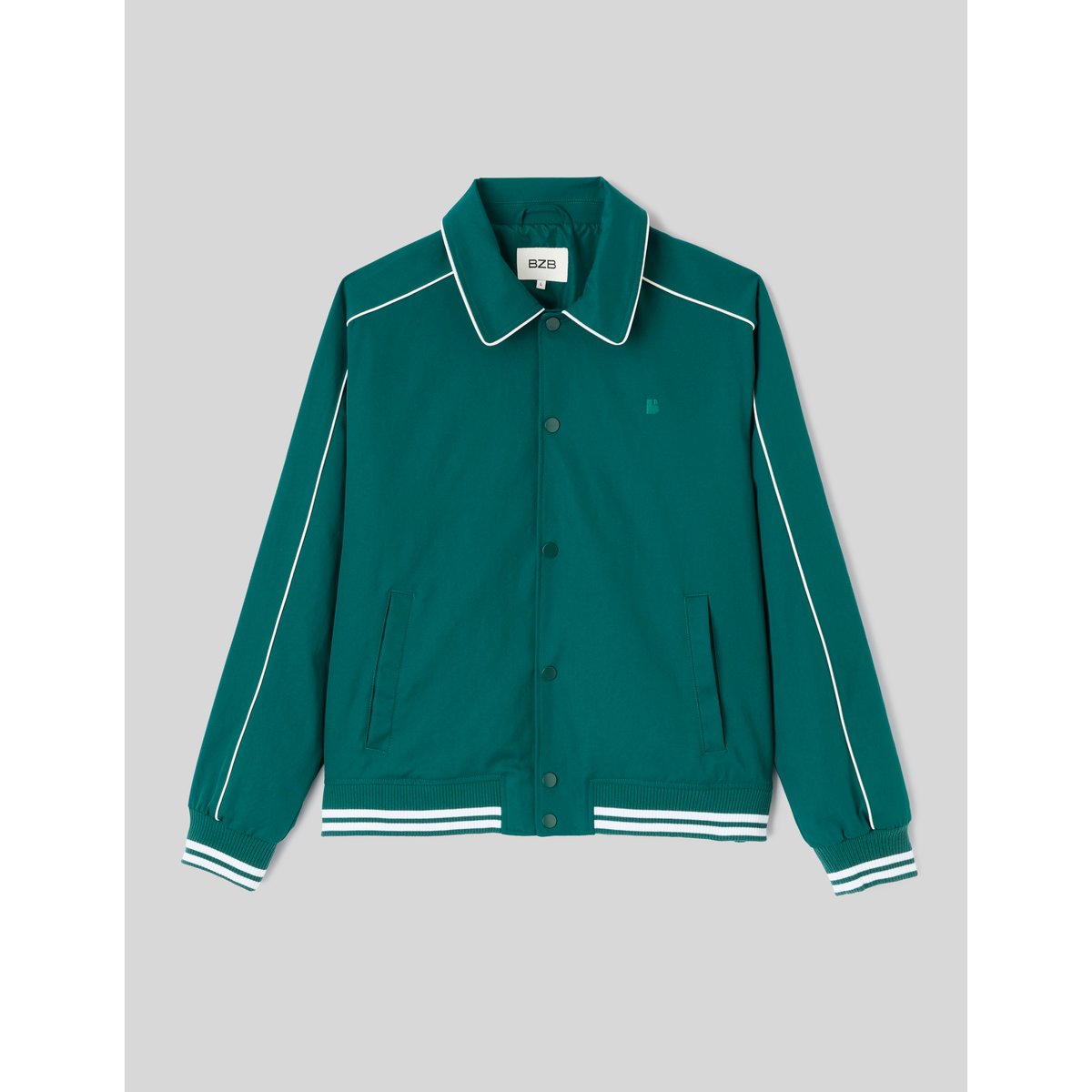 Blouson col chemise à pressions vert, BZB