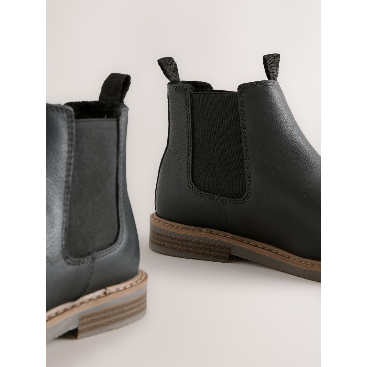 Bottes chelsea en cuir noir, NEXT