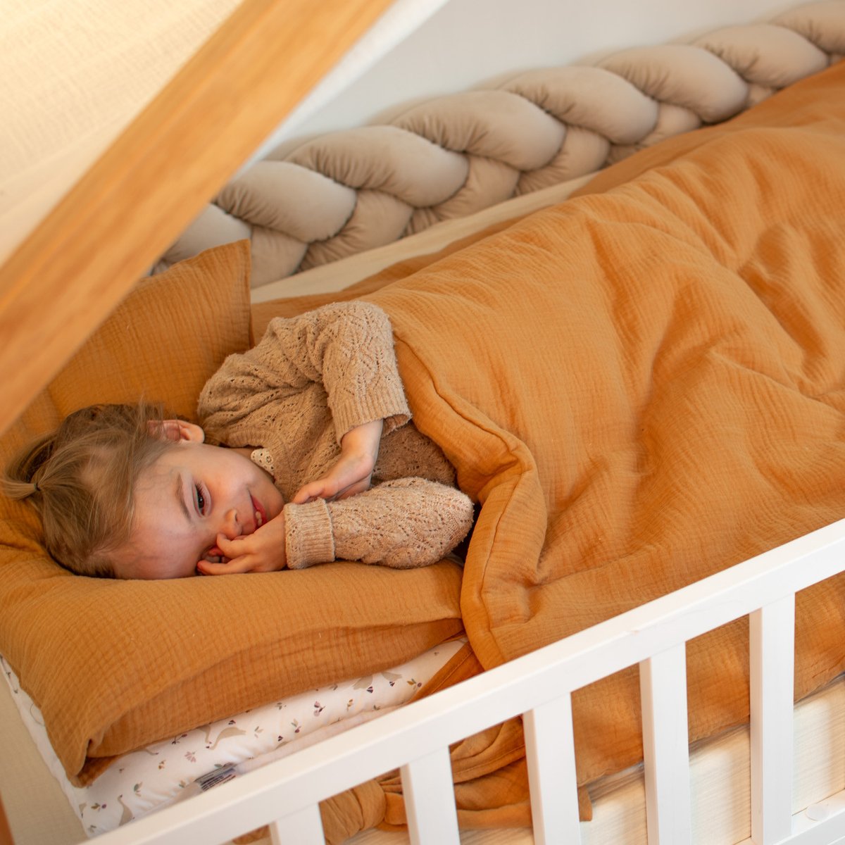 Parure de lit, housse de couette et taie d'oreiller JEANNE camel, SEVIRA KIDS
