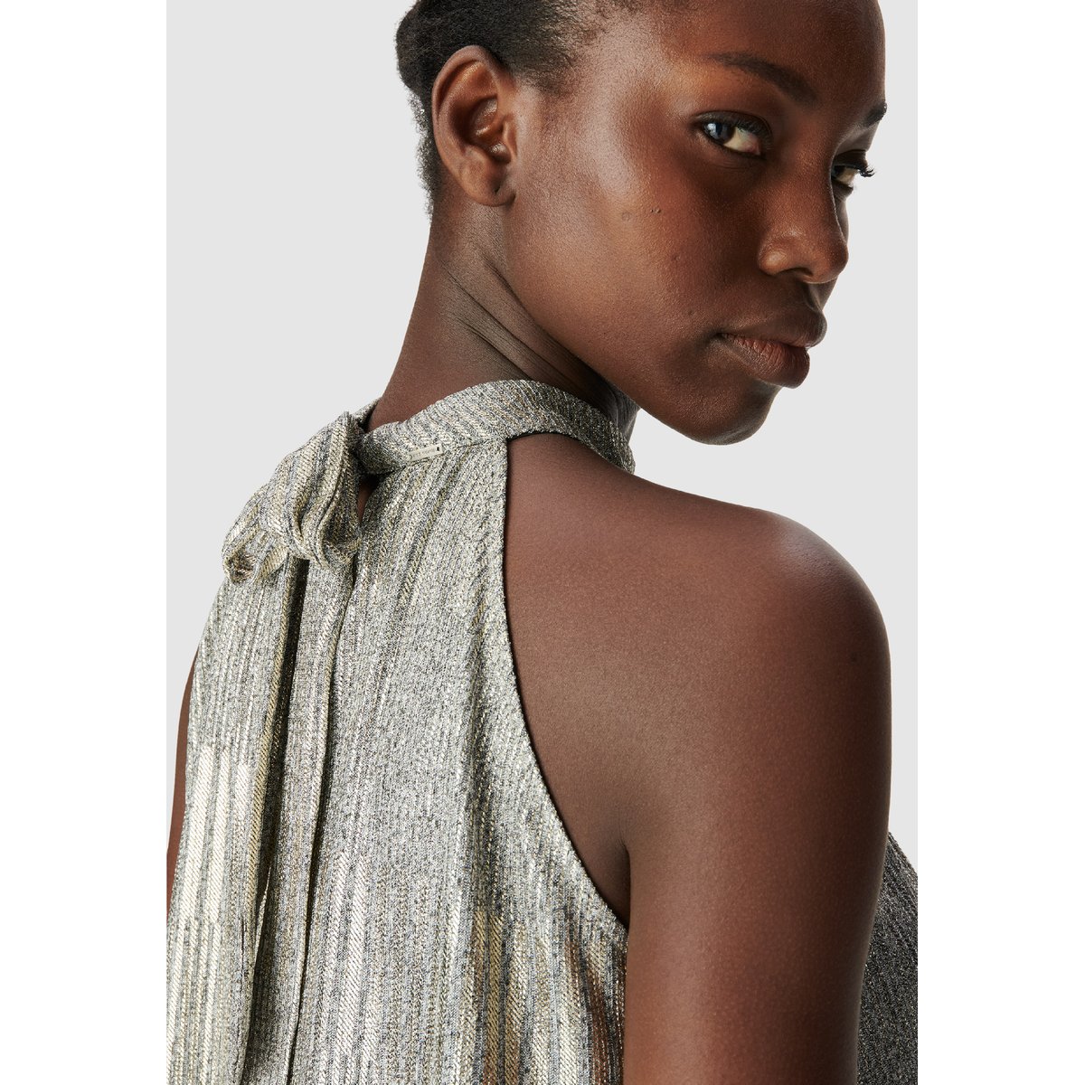 Robe habillée ample à nouer dos champagne, IKKS