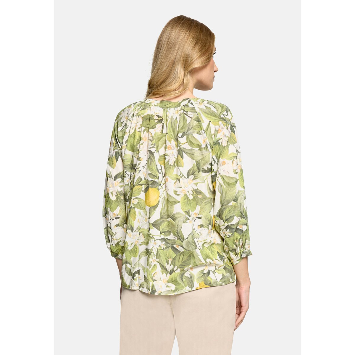 Blouse casual à patte de boutonnage cream/green, CARTOON