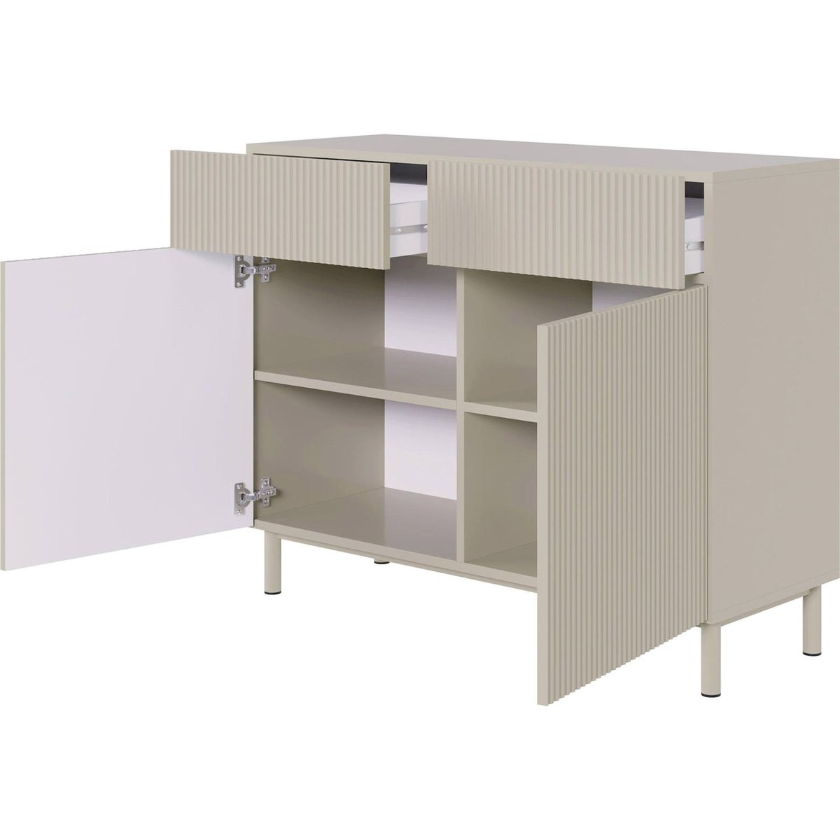 Commode rainurée collection VELDIO NEW gris beige, RECOLLECTION