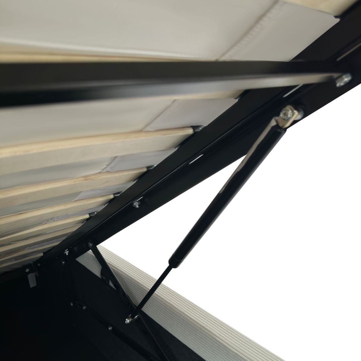 Lit coffre 140x190 cm en velours côtelé - ROMY beige, CALICOSY