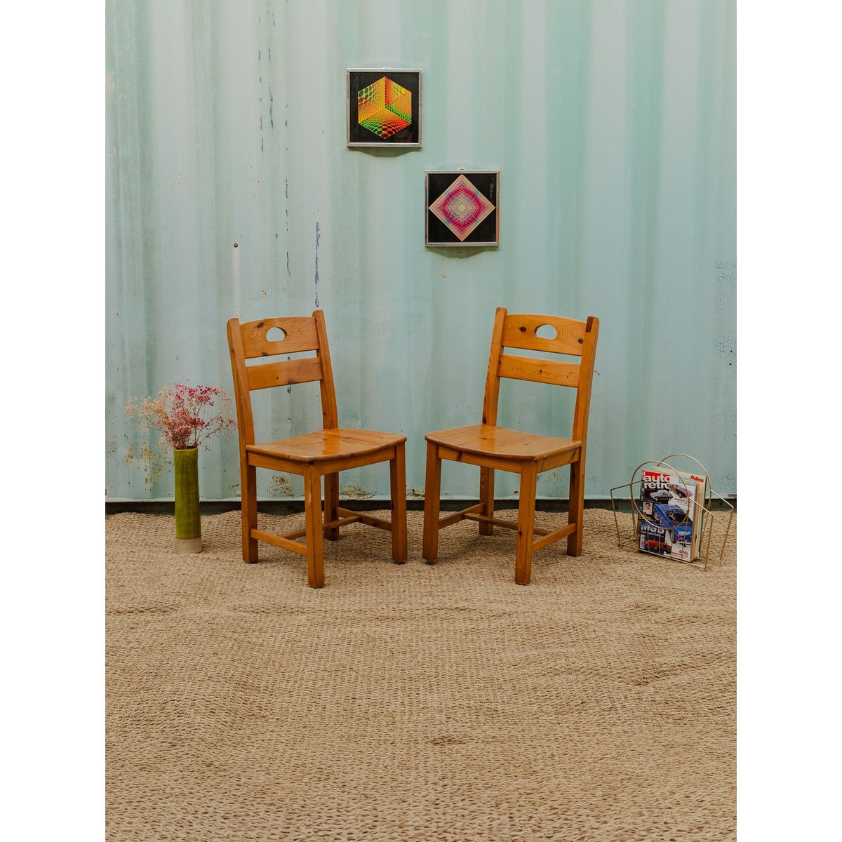 Lot de 2 chaises en bois Claude N°852 - Bon état bois clair, DEBONGOUT