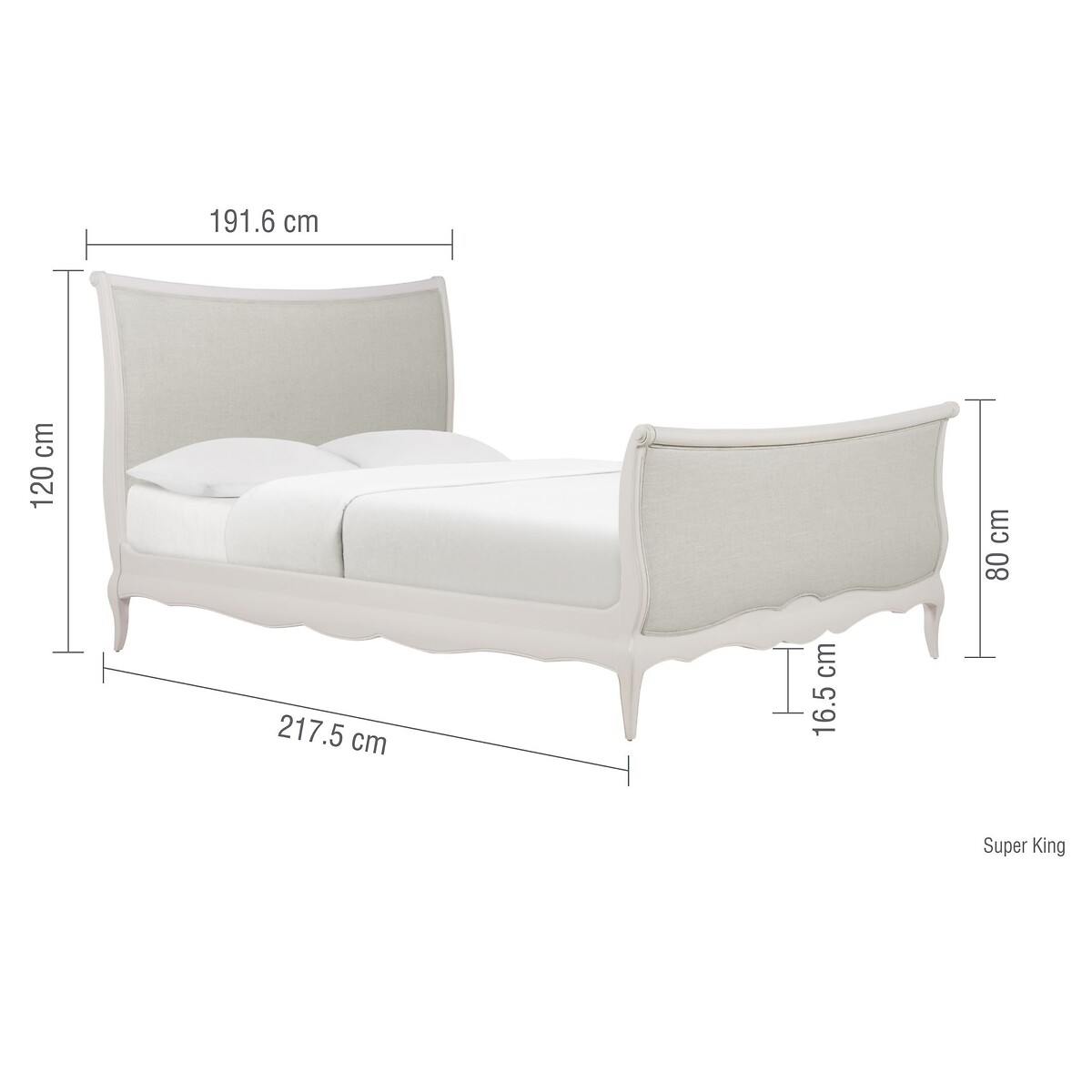 Amelie French-Style Linen Upholstered Bed grey white , WILLIS & GAMBIER