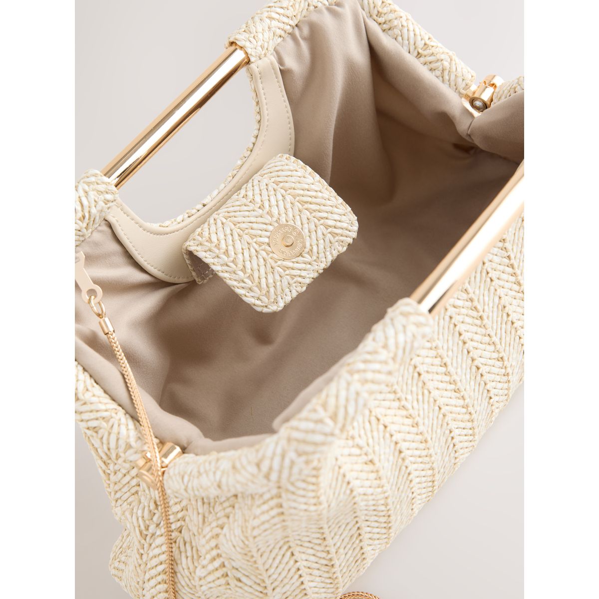 Pochette effet raphia à découpes naturel, NEXT