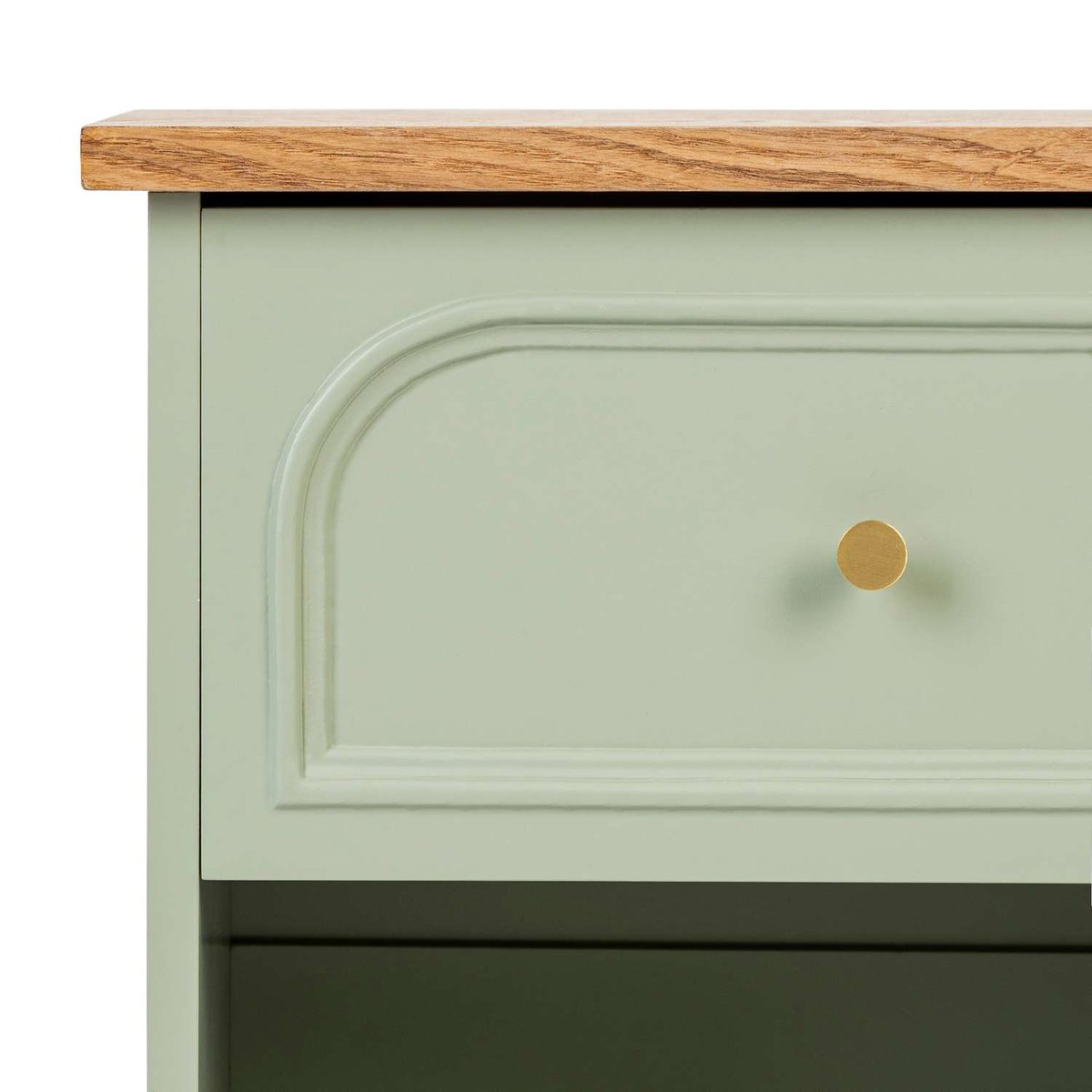 Table de chevet 1 tiroir et 2 étagères en bois MOHEA vert, ATMOSPHERA