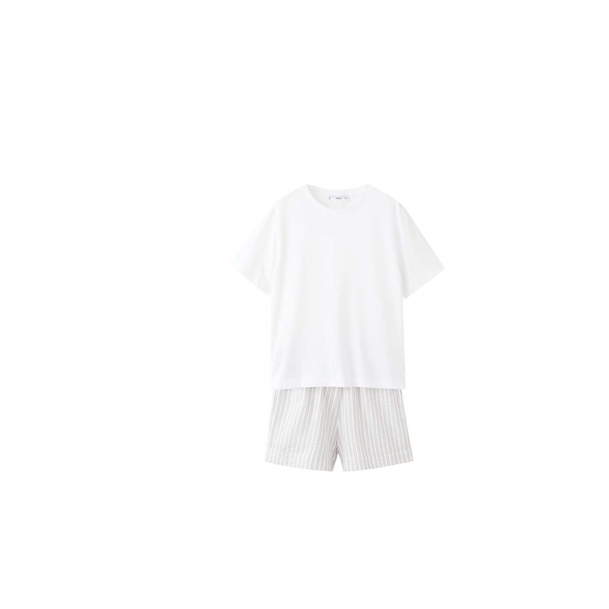 Pyjama deux pièces rayures coton manches courtes gris, MANGO
