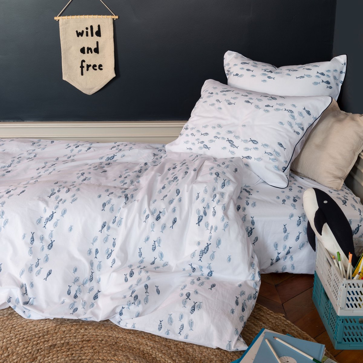 Housse de couette Imprimé OCEANOS imprimé, CARRE BLANC