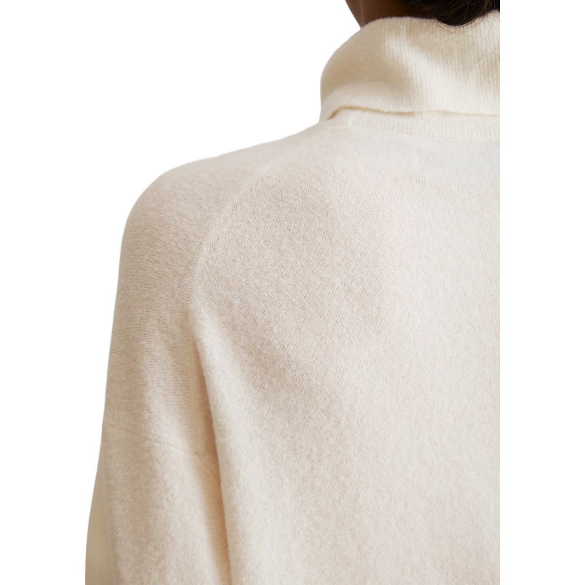 Pull à col roulé ample en mélange de laine vierge douce blanc, MARC O’POLO DENIM