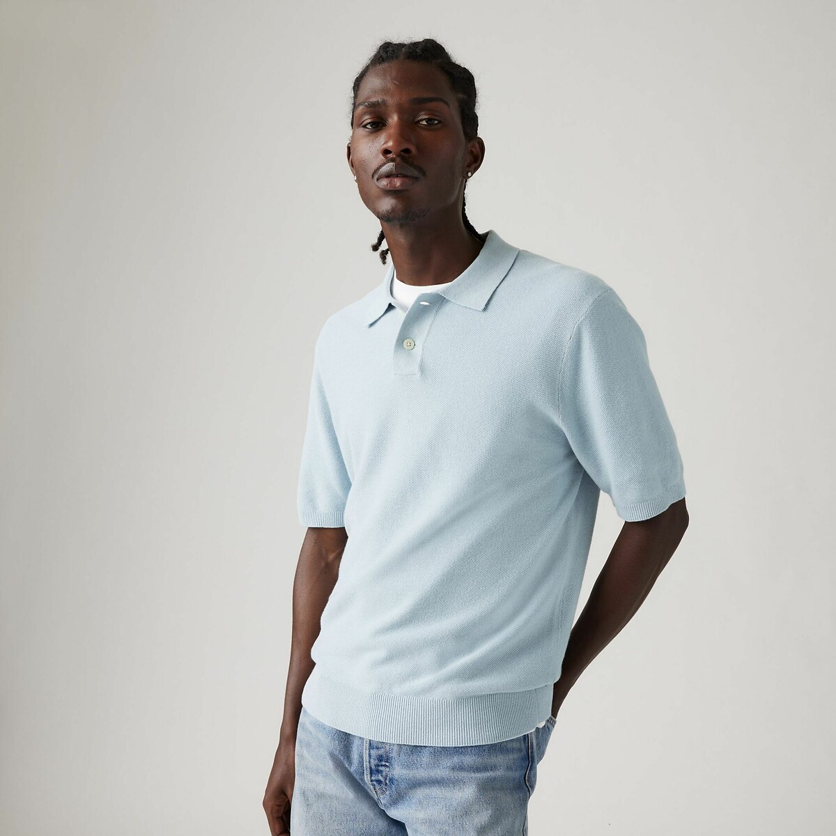 Cotton/Linen Polo Shirt sky blue, LEVI'S
