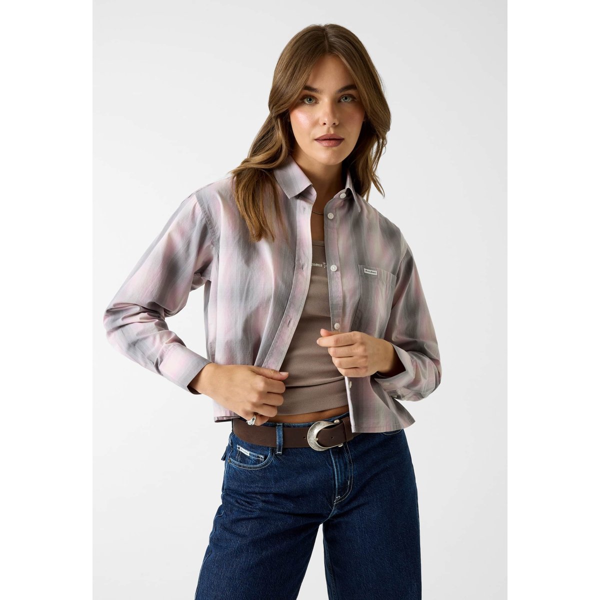 Chemise Imprimée Raccourcie gris multi, GUESS