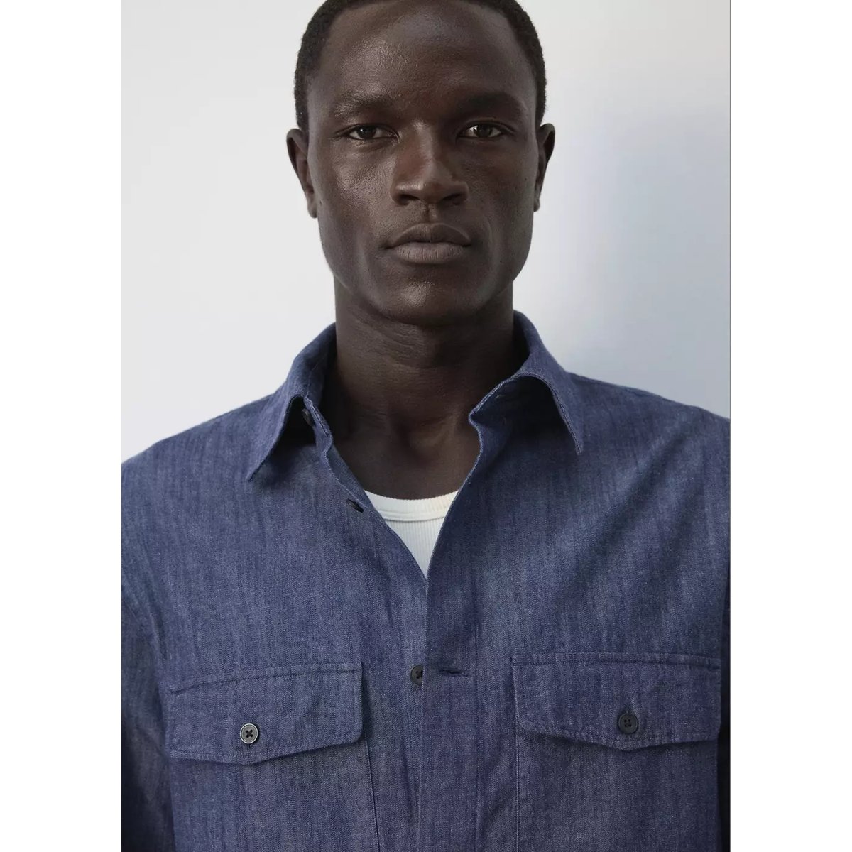 Surchemise en denim 100 % coton bleu marine, MANGO MAN