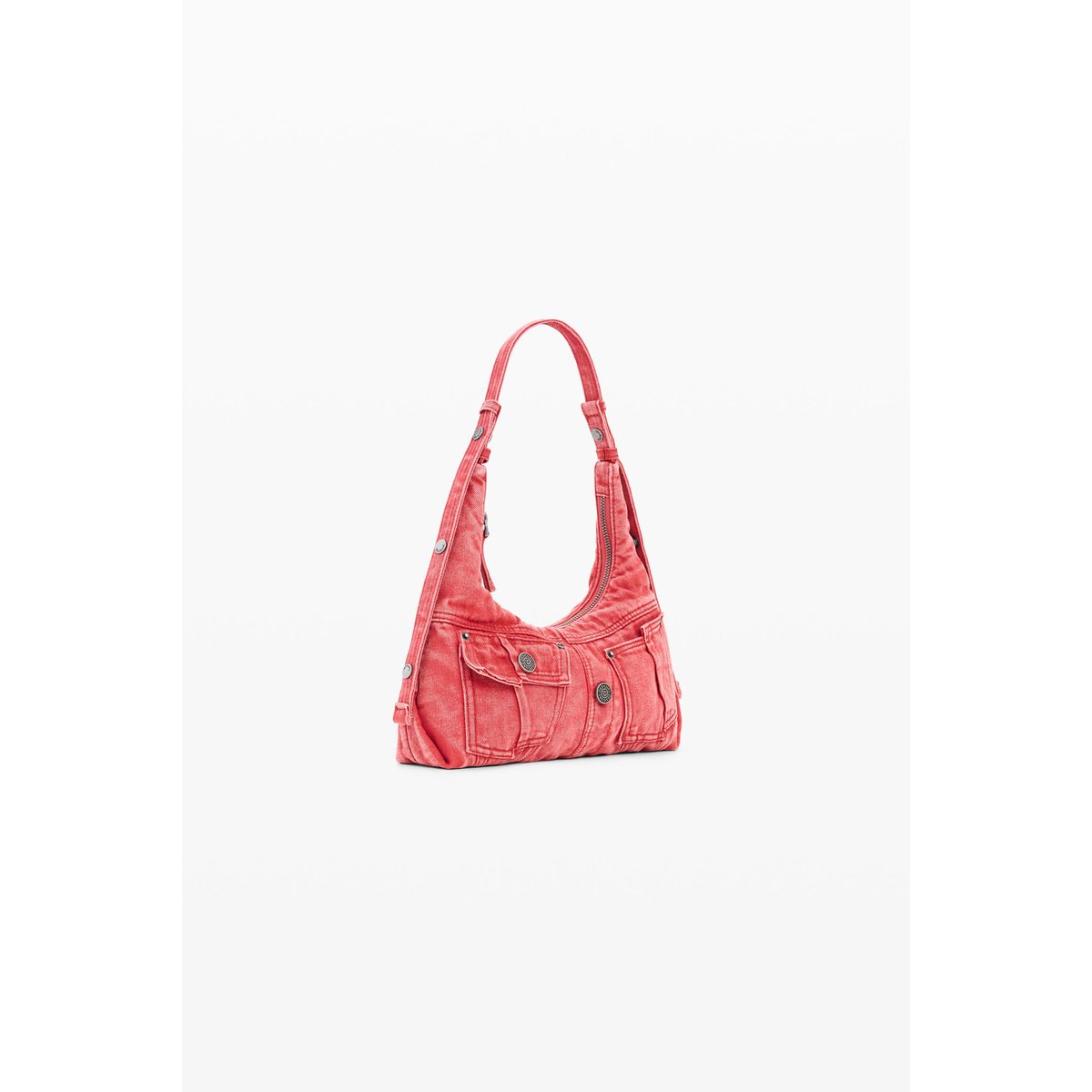 Sac à épaule en denim de taille moyenne rouge, DESIGUAL