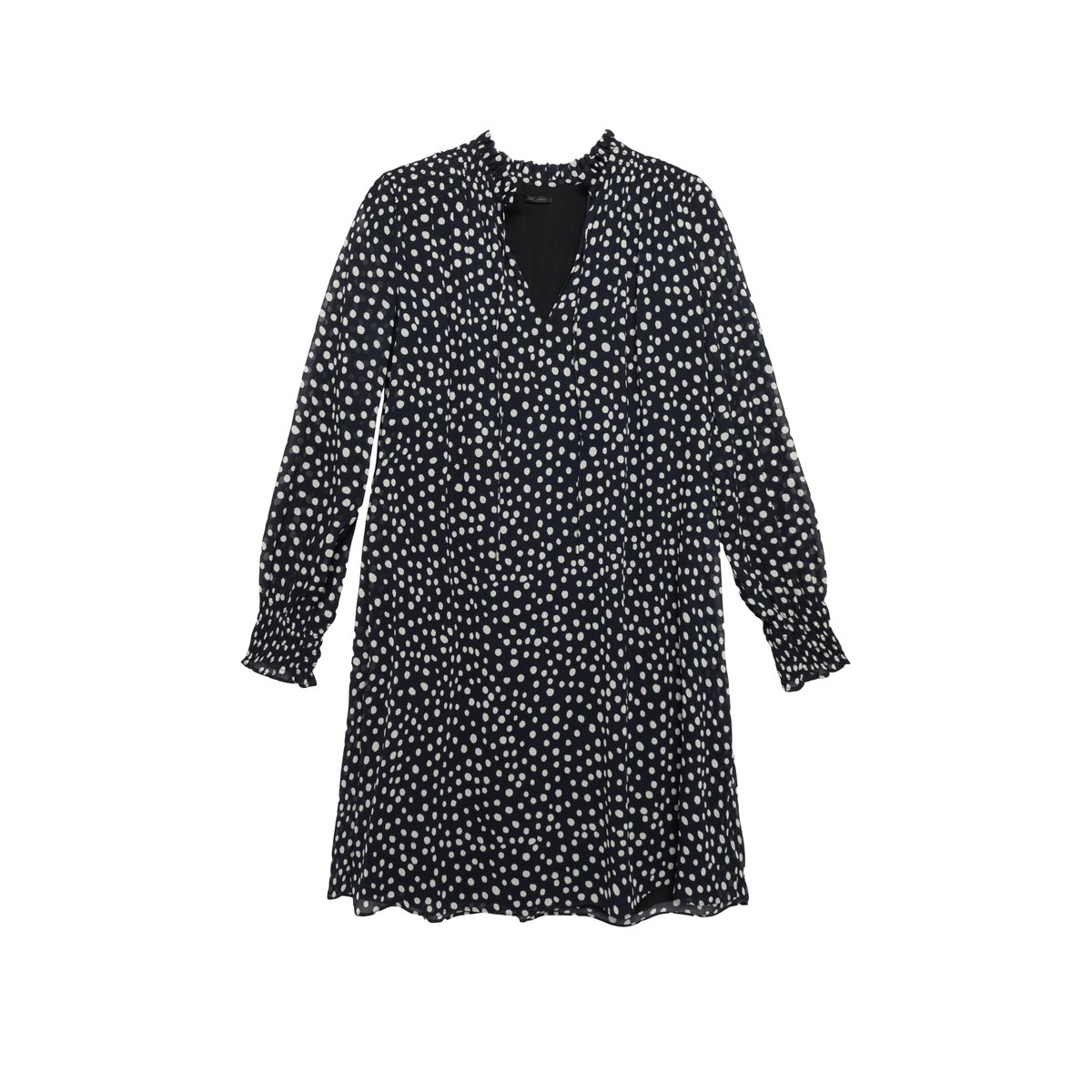 Robe courte imprimé pois bleu marine, IKKS