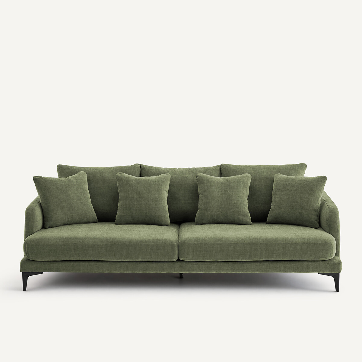 Canapé droit, 3 ou 4 places, en polyester et coton, MODERNISTE vert forêt, EMMANUEL GALLINA X AM.PM