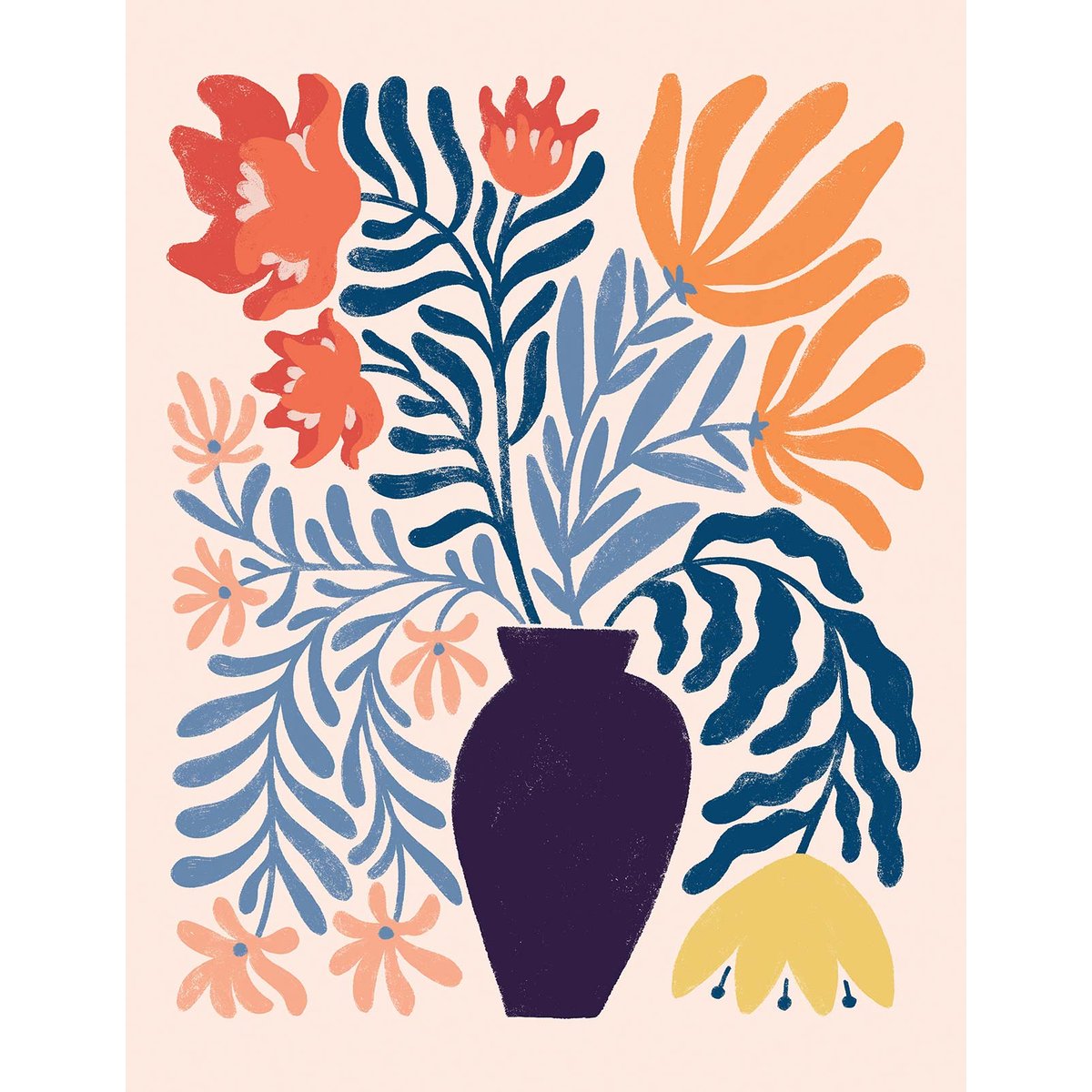 Papier peint feuilles bouquet de fleurs abstraites intissé, HEXOA