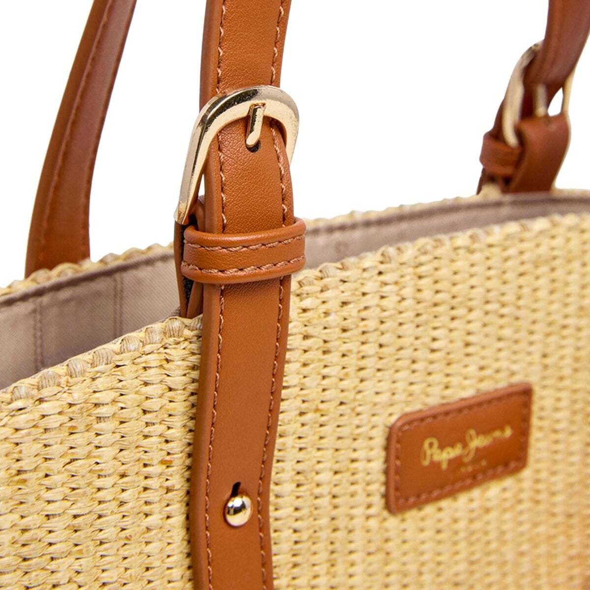 Sac Shopper En Rafia brun, PEPE JEANS