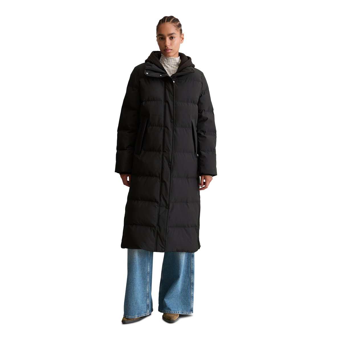 Manteau bouffant regular avec capuche tricotée amovible noir, MARC O’POLO DENIM